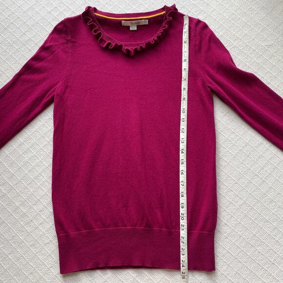 Boden Bernadette Ruffle Trim Sweater Fuchsia Wool Cotton Blend Size 6 - Picture 9 of 9
